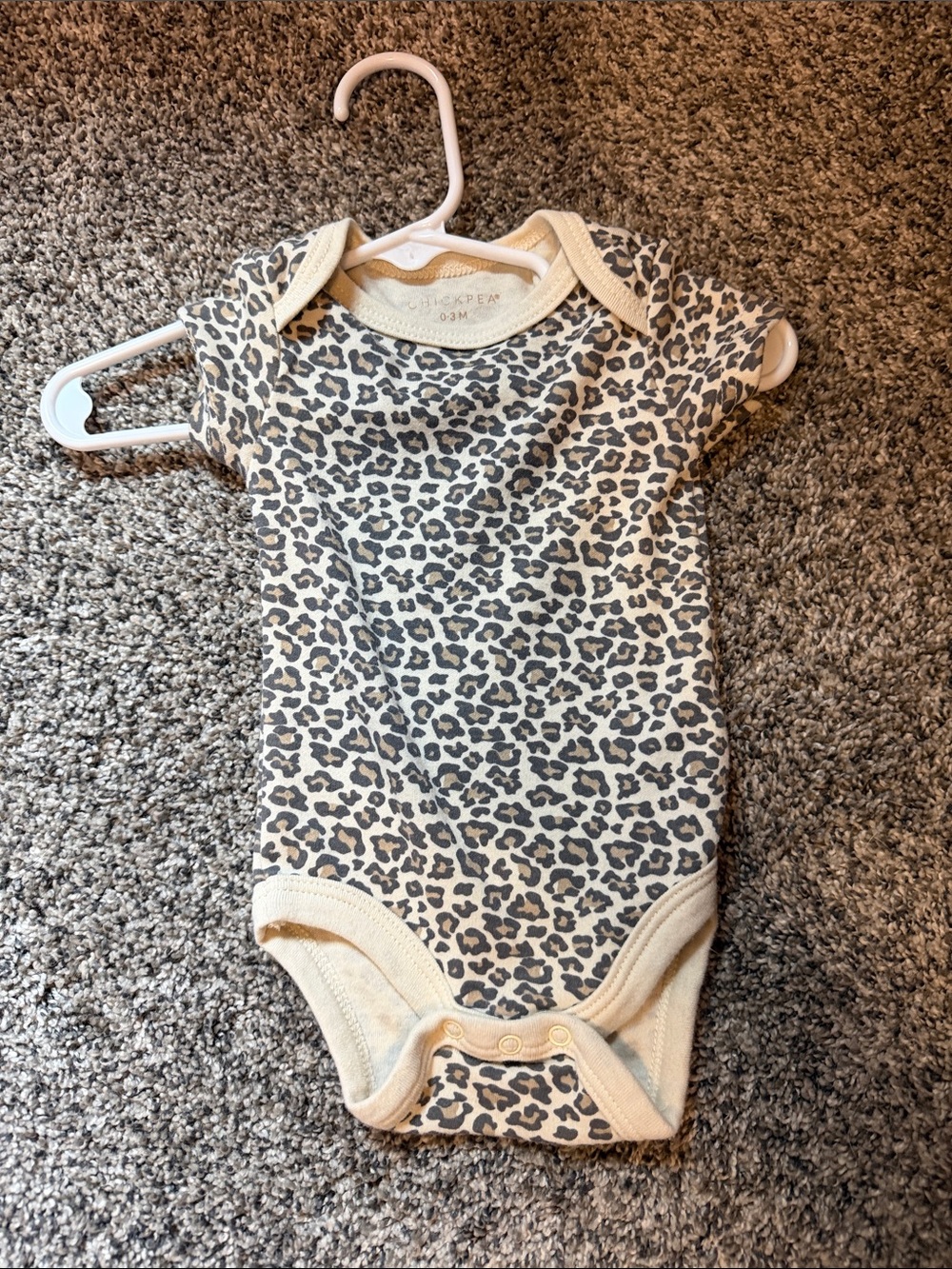 chick pea Cream and Gray Leopard Print Baby One-Piece Bodysuit